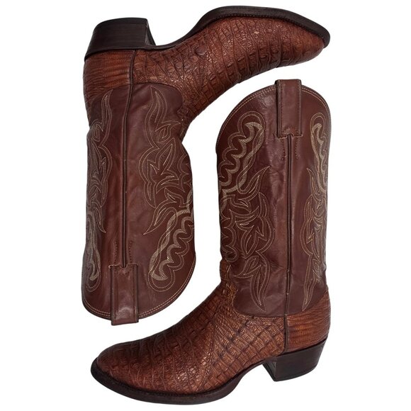 Vintage Justin Boots Rare Exotic Hornback Alligator 10D Cowboy Western Boots CBC - Picture 3 of 14